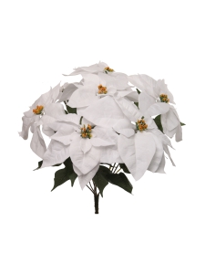 WEATHERPROOF White Velvet Poinsettia Bush With 7 - 12 Inch Heads (Lot of 1 Bush) SALE ITEM